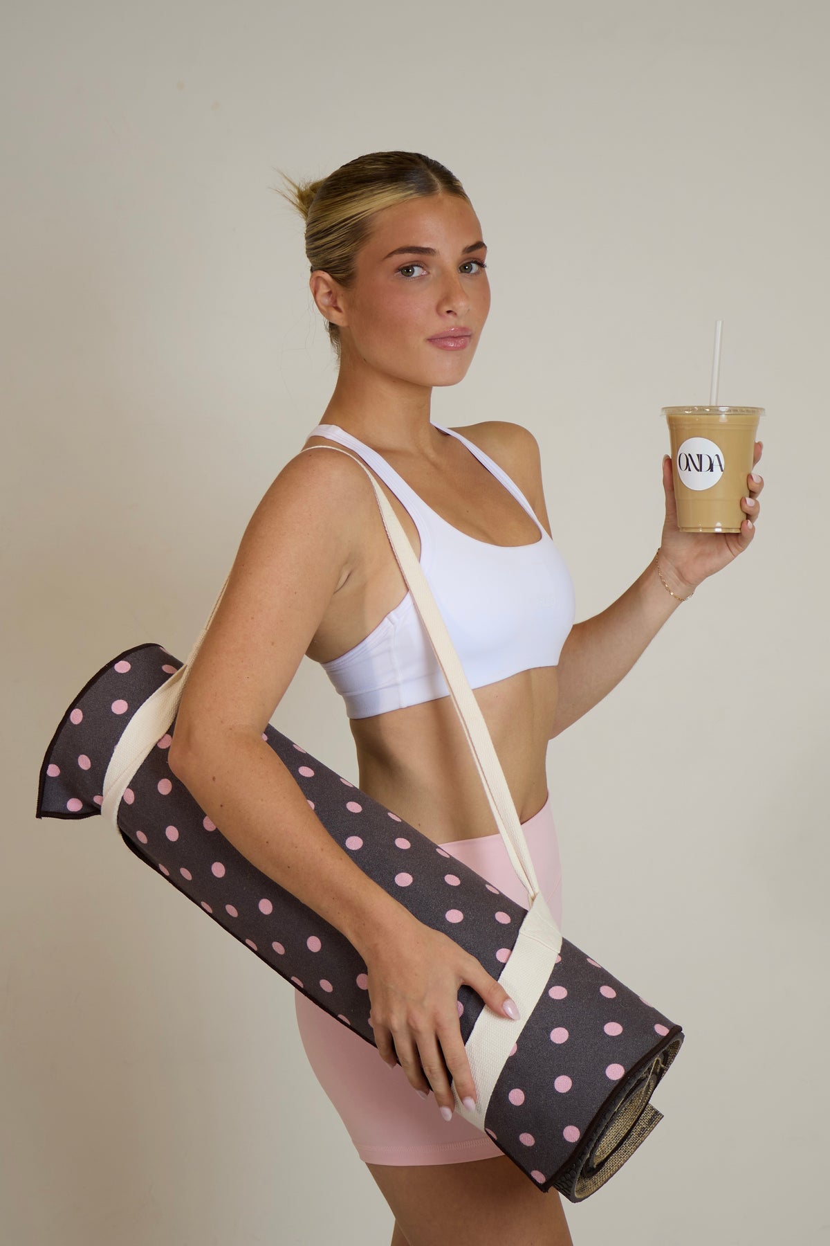 PRE ORDER - Brown and Pink Polka Dot Towel